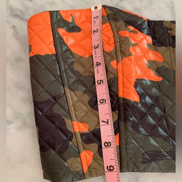 NWT Fashion Nova Camo 2 piece quilted bustier and pant hit of orange & shine  L - Picture 10 of 14